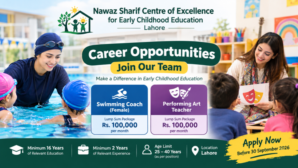 Nawaz Sharif Centre of Excellence ECE Jobs 2026 | Apply Now